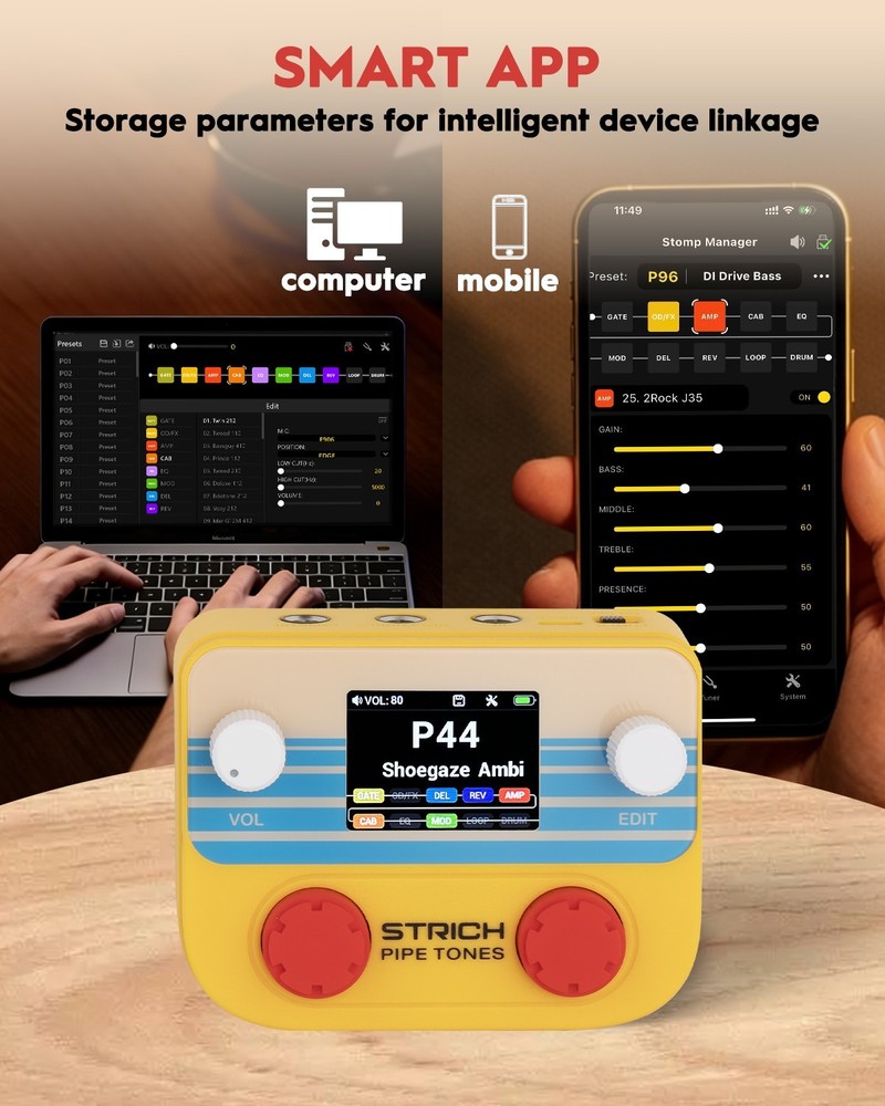 STRICH Pipe Tones Pocket Multi-Effects USB Audio Interface Wireless Control