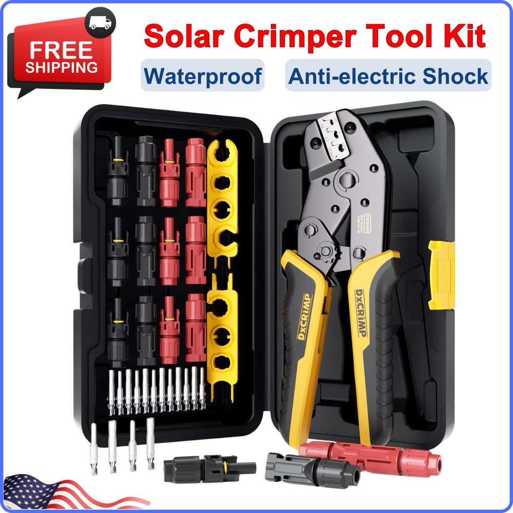 Solar Connector Crimping Tool Kit For 14-10 AWG Solar Panel Cable Assembly Tools