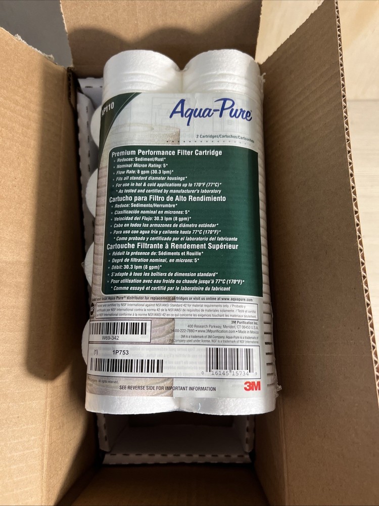 Case Of 10 - 3M Aqua-Pure Ap110 Quick Connect Water Filter, 5 Micron, 8 Gpm