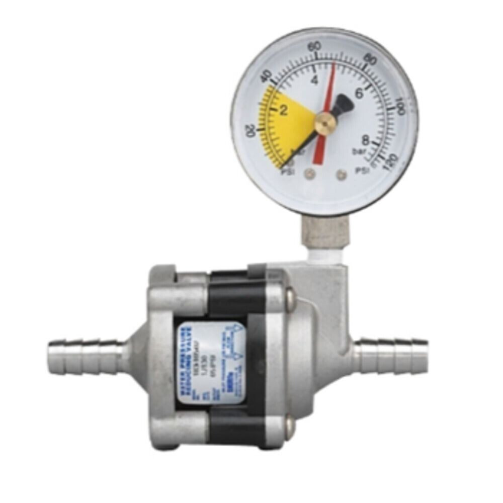 Shurflo 183-150-PG Water Pressure Reducing Valve W/ Pressure Gauge Metal Casing