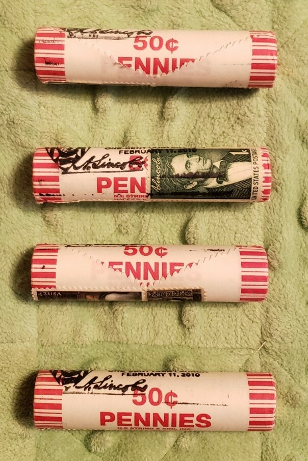 4 2010 Union Shield penny Rolls w/ postal & dedication stamp Springfield IL LP5