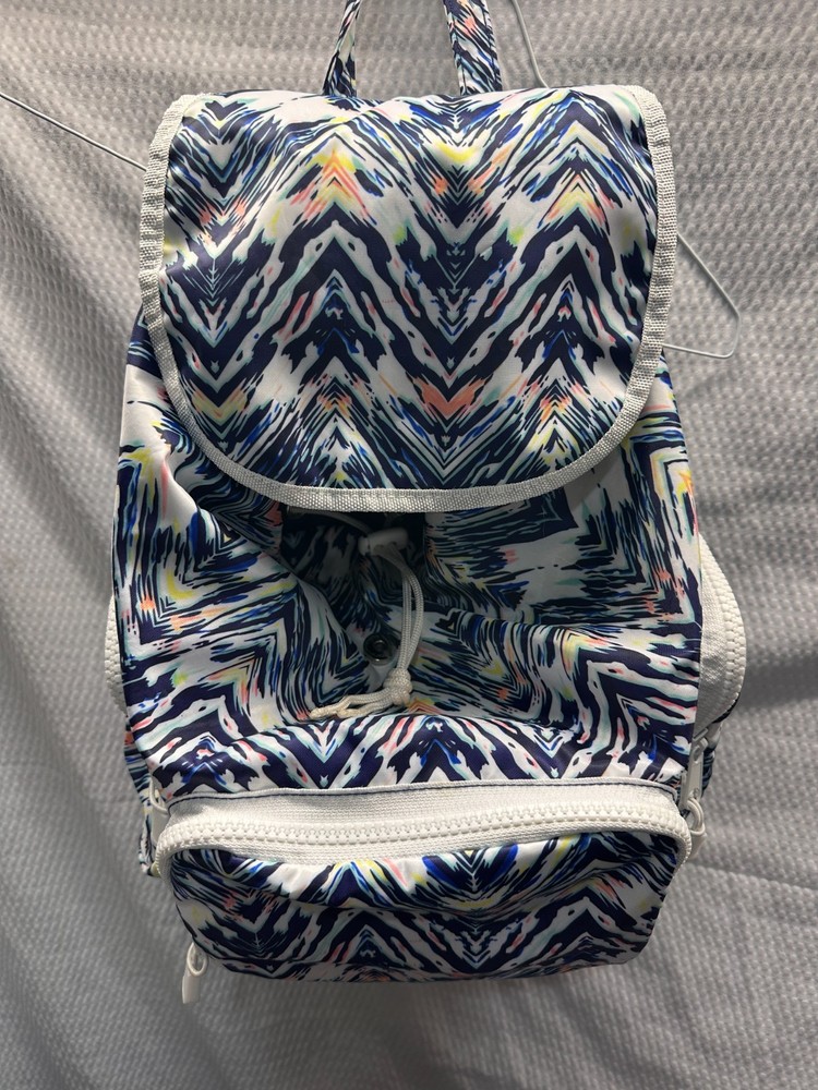 Festive Vibrant Abstract Print Backpack - Drawstring & Flap Closure Medium