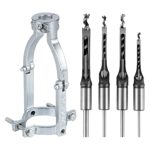Square Hole Drill Bit Adapter with 4pcs Square Hole Drill Bit, Mortising