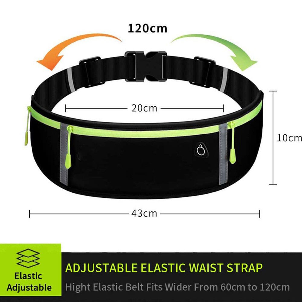 Water Resistant Running Waist Pack with Adjustable Elastic Strap & Earbud Hole