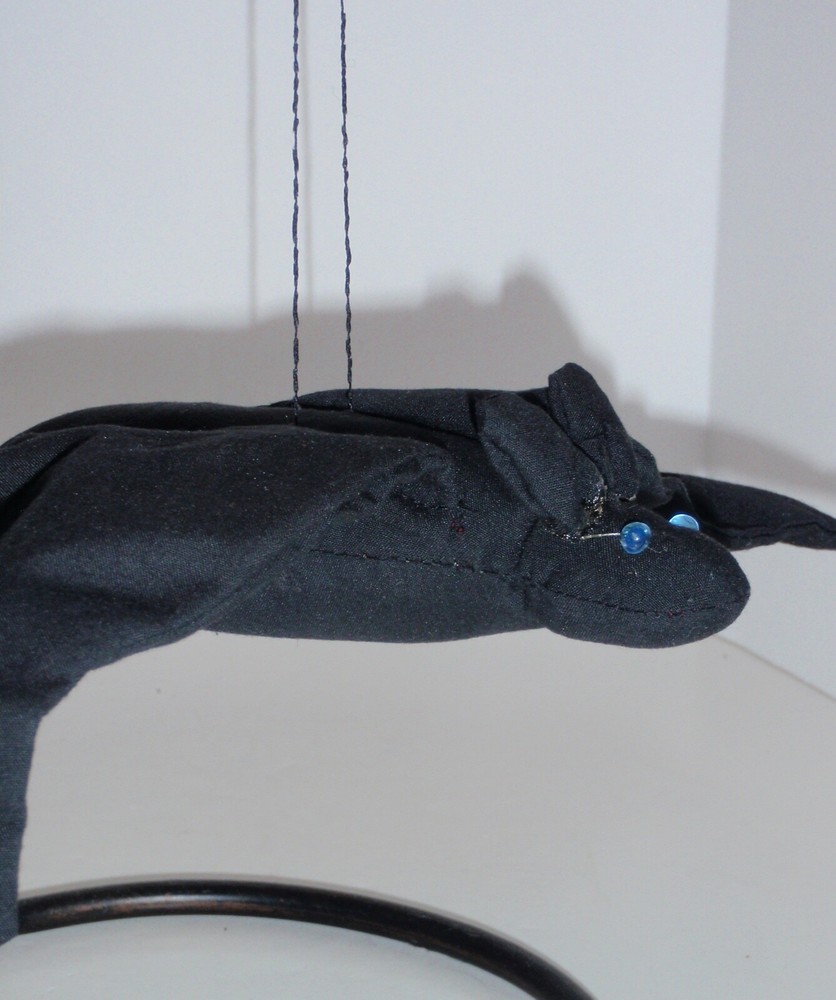 Vintage Halloween Hanging Bat Soft Sculpture Fork Art
