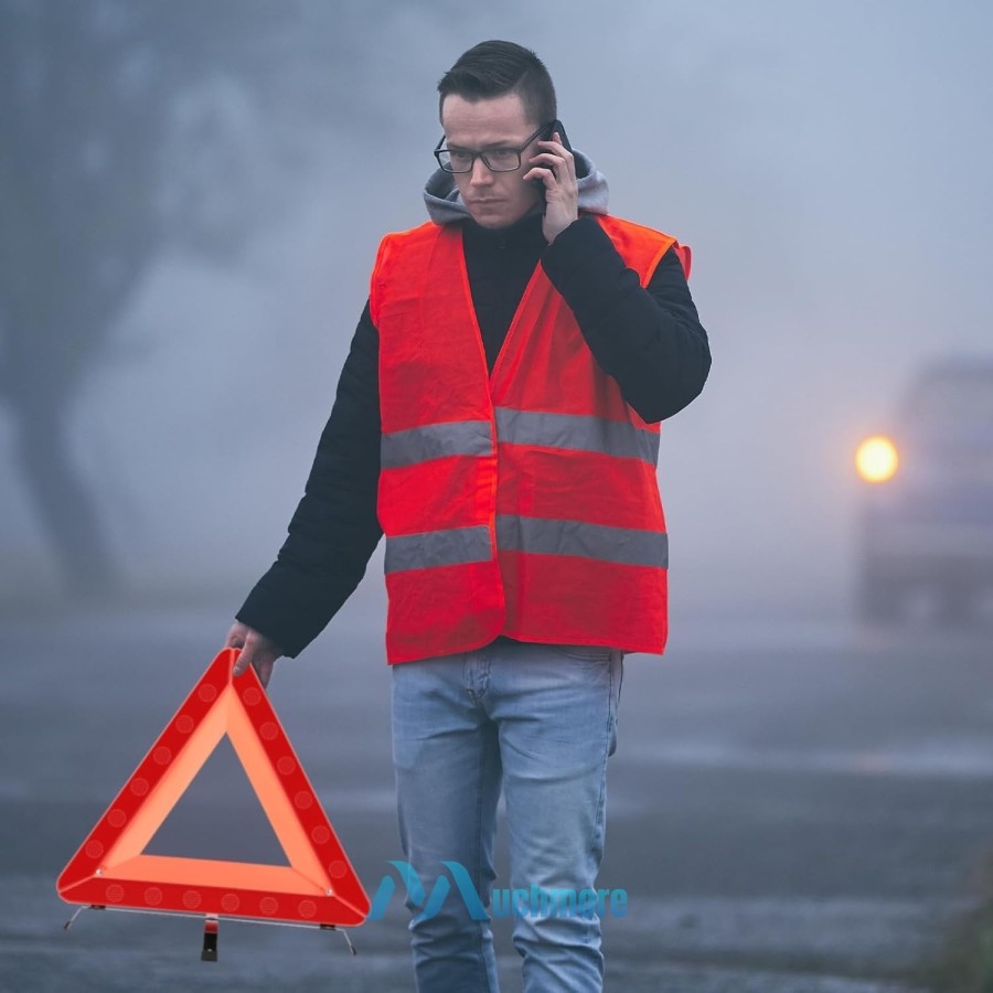 17in Safety Reflective Triangles DOT Approved, 3 Pack Foldable Warning Triangles