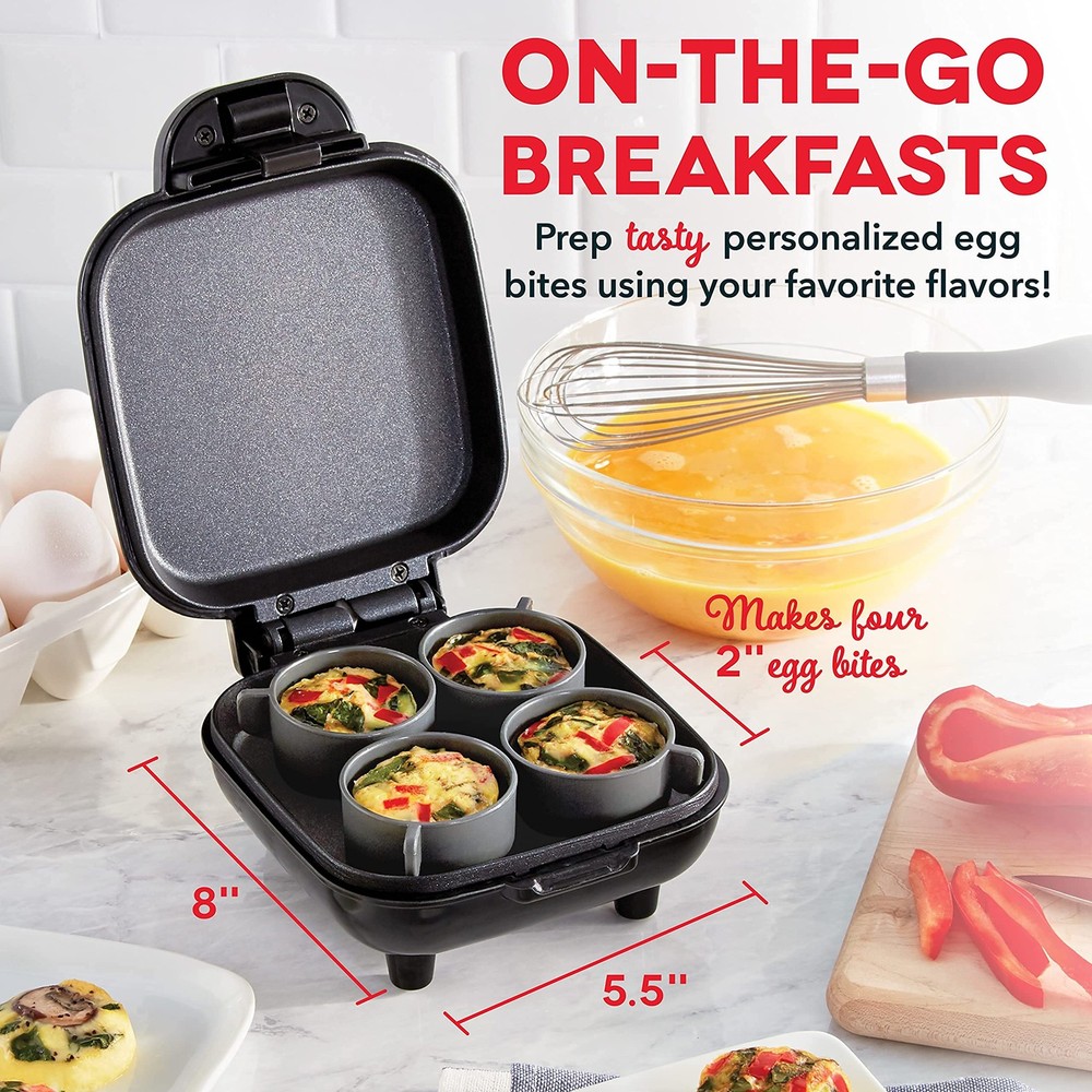 Dash Deluxe Egg Bite Maker - Electric (1 large, 4 mini), Black