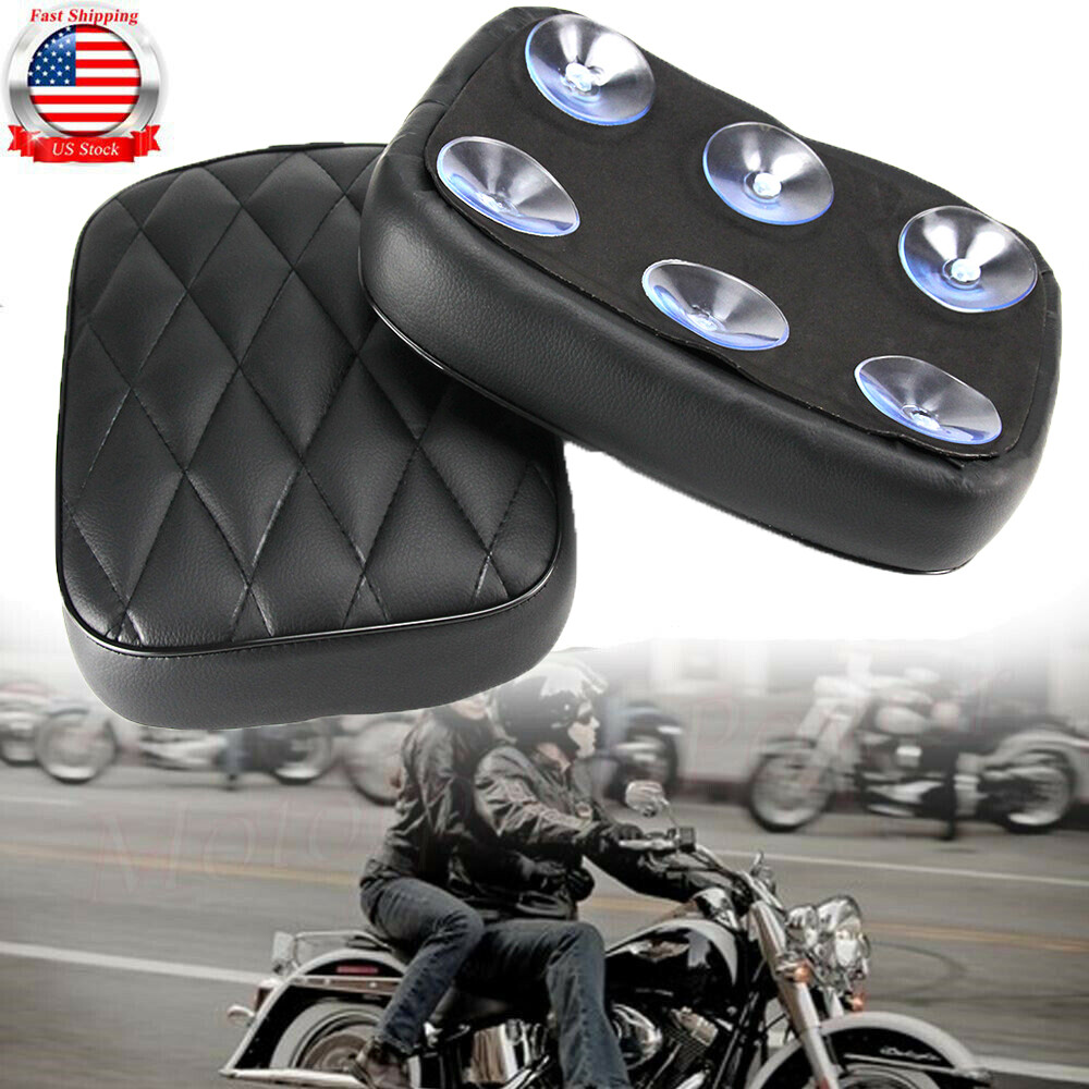 6/8 Suction Cup Rectangular Pillion Passenger Pad Seat For Harley Chopper Custom