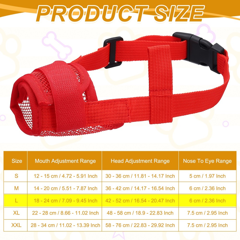 Dog Muzzle Soft Mesh Muzzle Mouth Guard Cover Red L