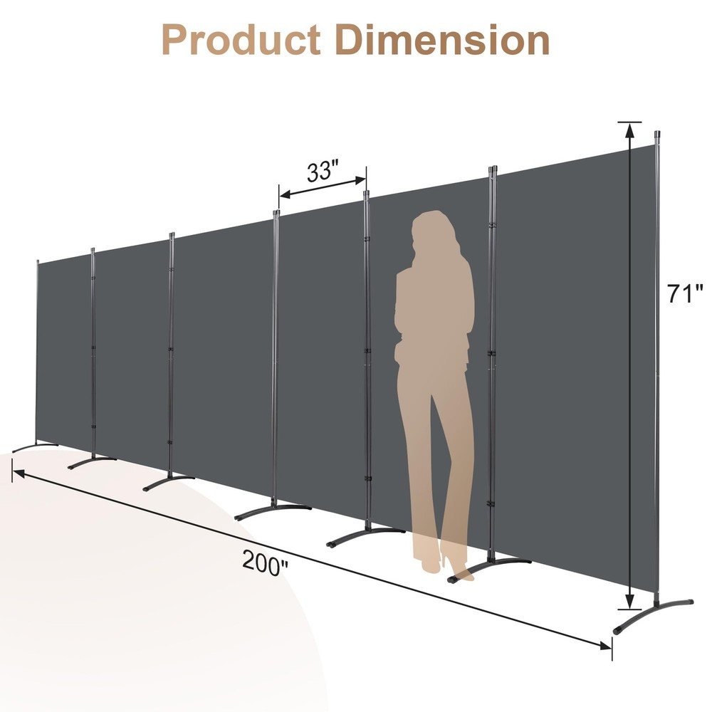 6 Panel Room Divider, Folding Privacy Screen Wall Divider for Room Separation...