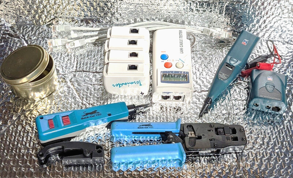 Network Pro: Cat 5/6 Termination Tool Kit Quick Cat Pro w/ LAN Tester, Tracker