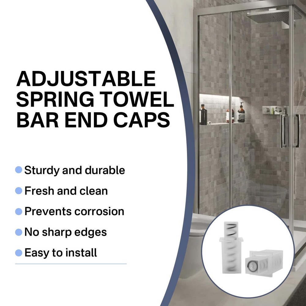 10 Pack Adjustable Spring Replacement Towel Bar End Caps for Springs White