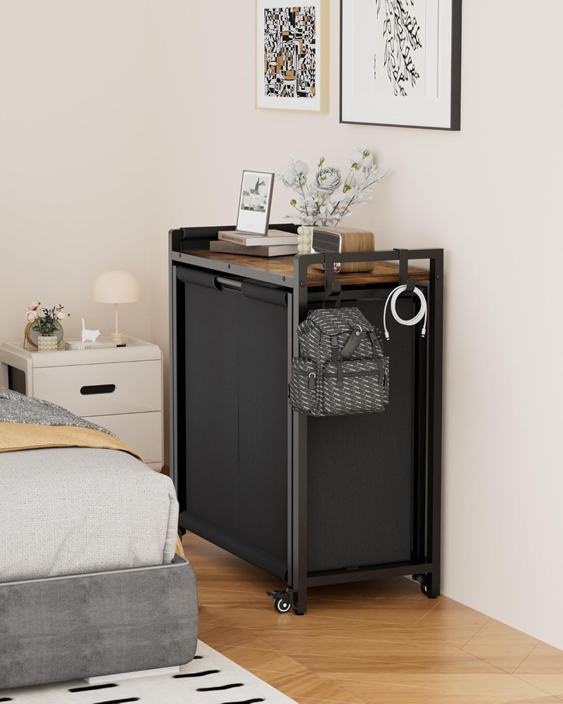 Laundry Hamper Sorter 2 Section 103L Rolling Laundry Basket Organizer W/ Wheels