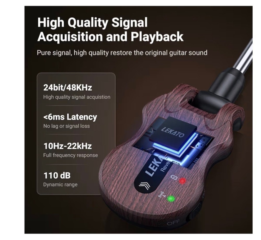Wireless Guitar System 5.8 Wireless Guitar Transmitter Receiver Rechargeable