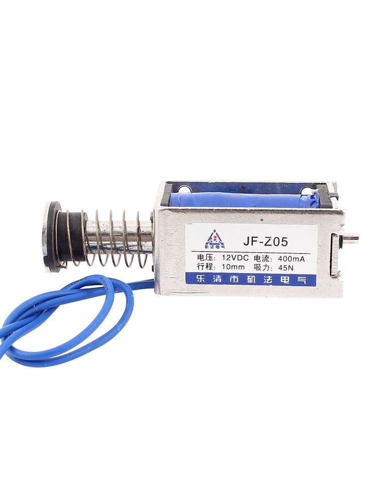 JF-Z05 DC 12V 10 mm 4.5Kg 9.9lb Push Pull Type Open Frame Solenoid Electromagnet