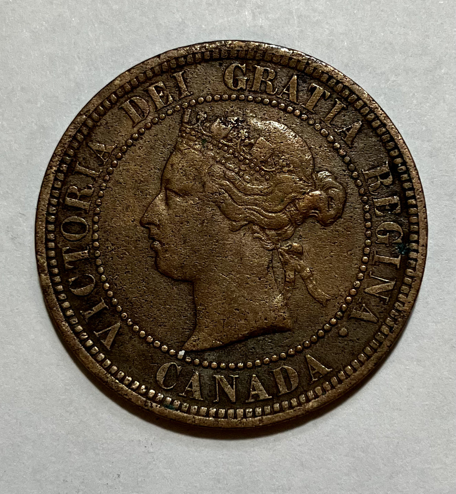 1876 H Canada Large Cent Penny