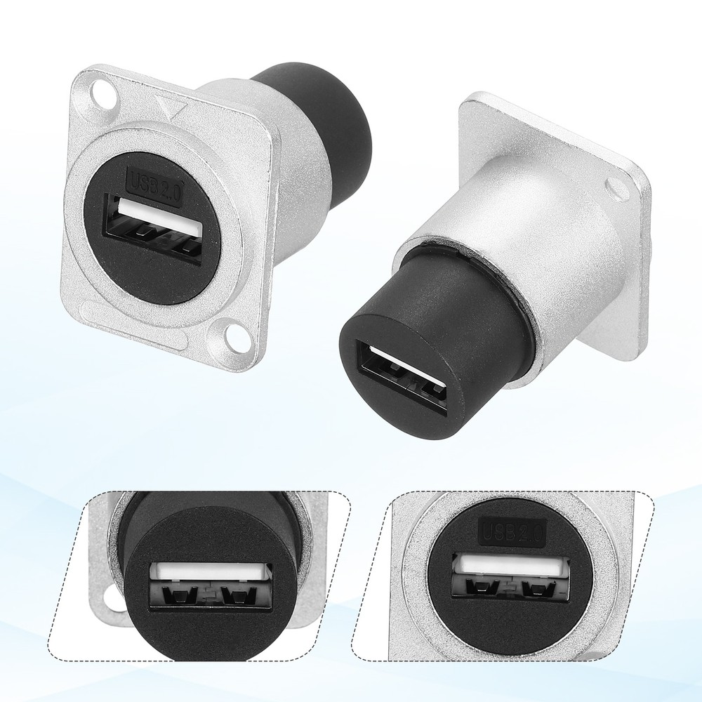 1Pcs USB 2.0 Panel Mount Coupler, D-Type USB Pass Through 480Mbps Silver