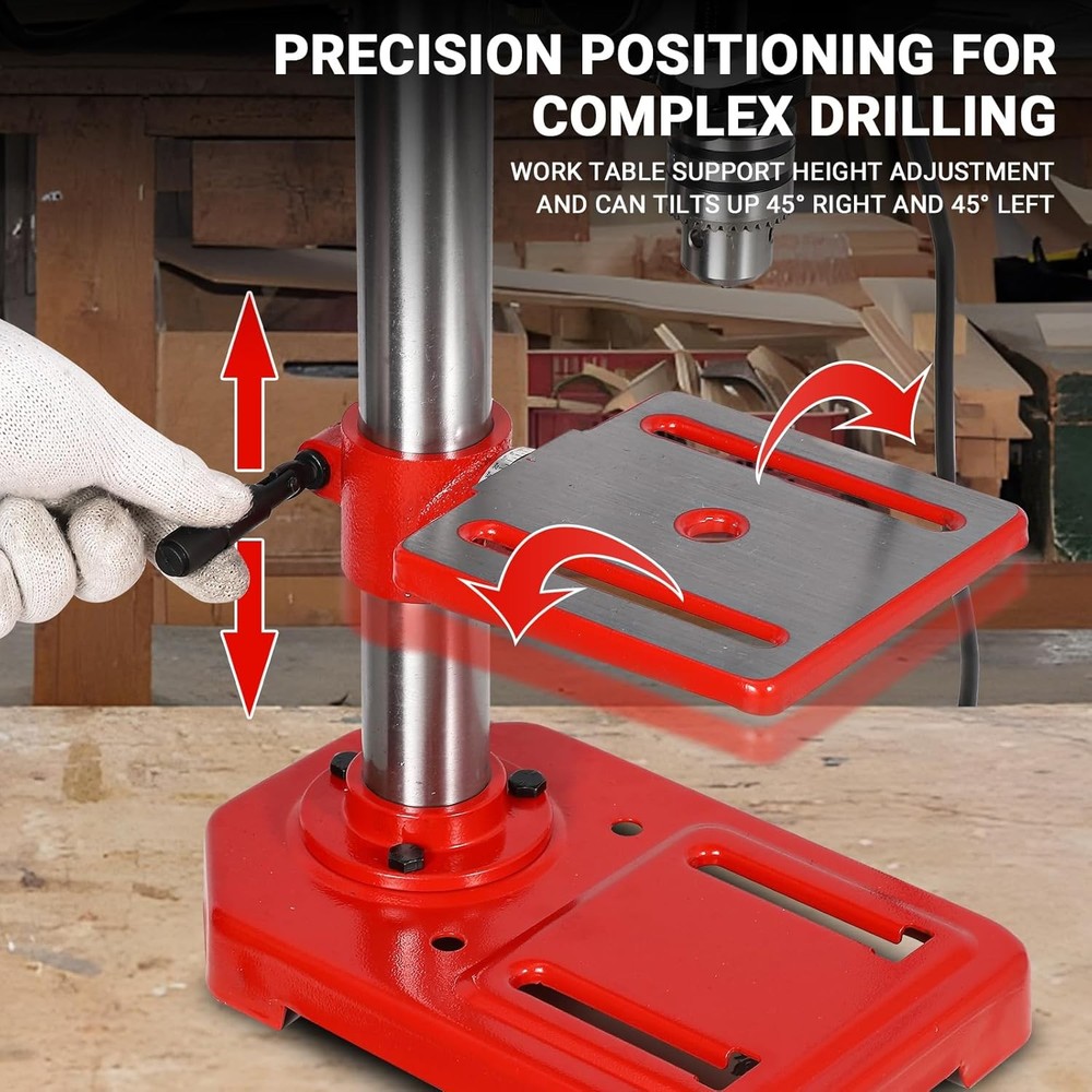 GRAVEE 8" Benchtop Drill Press Tabletop Drilling Machine 5 Speed Adjustable