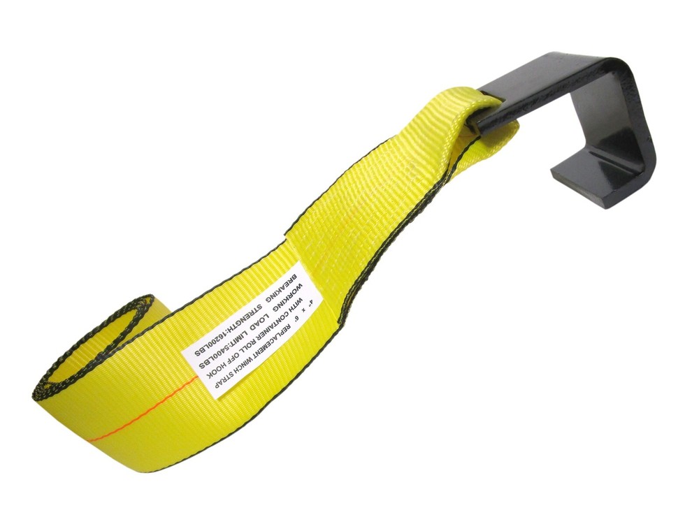 4" x 6' Roll Off Container Winch Strap with Flat Hook 5,400 lbs
