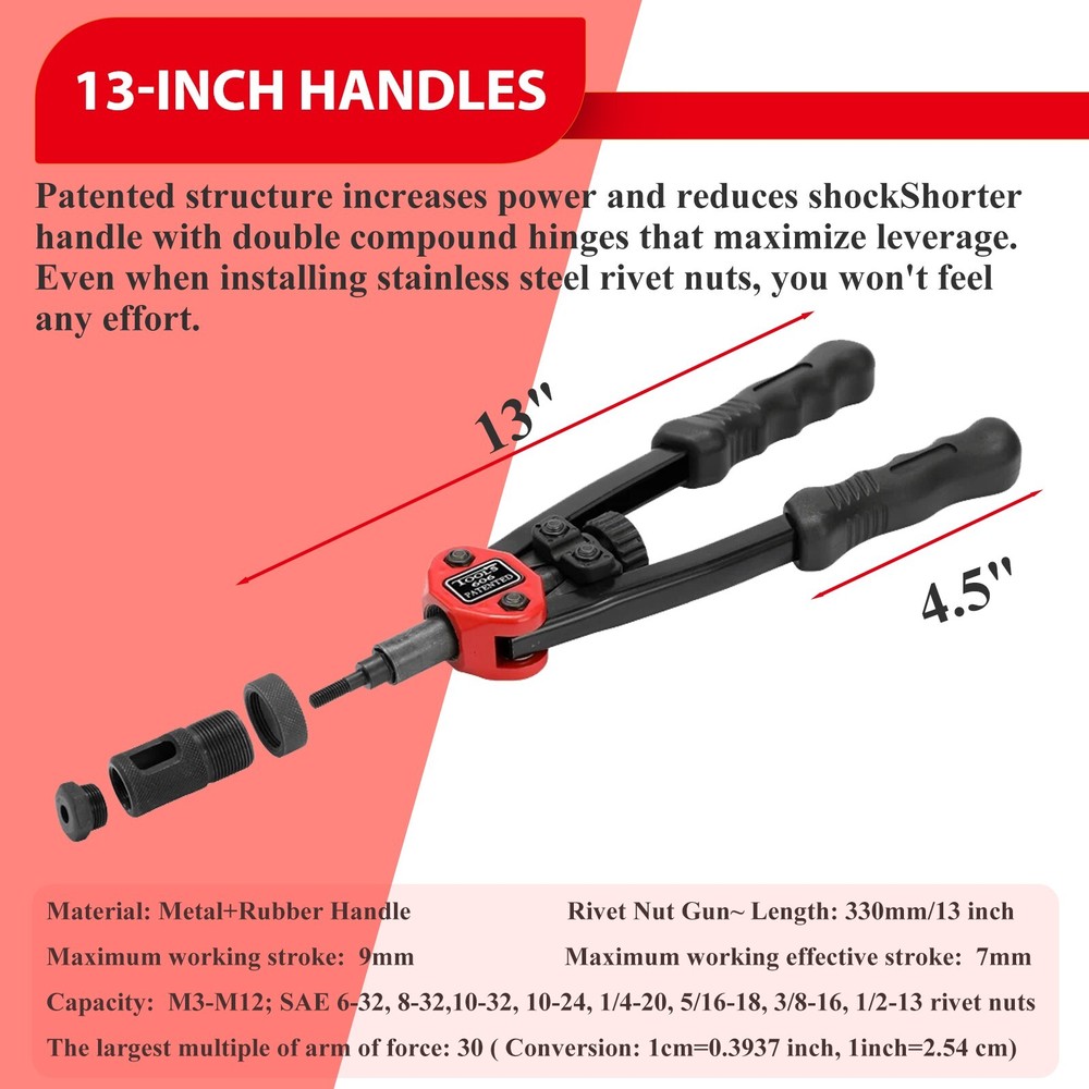 Rivet Gun Kit Rivnut Thread Setting Tools Nut Setter Tool NutSert Metal Working