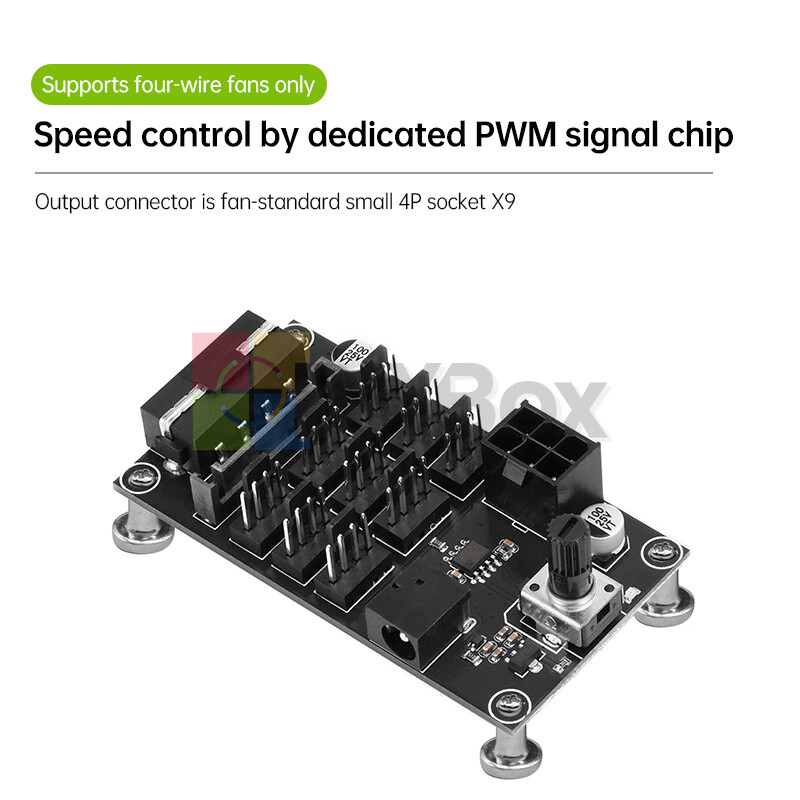 Computer Chassis PWM Violent Fan Speed Controller 9CH High-Power Hub Controller