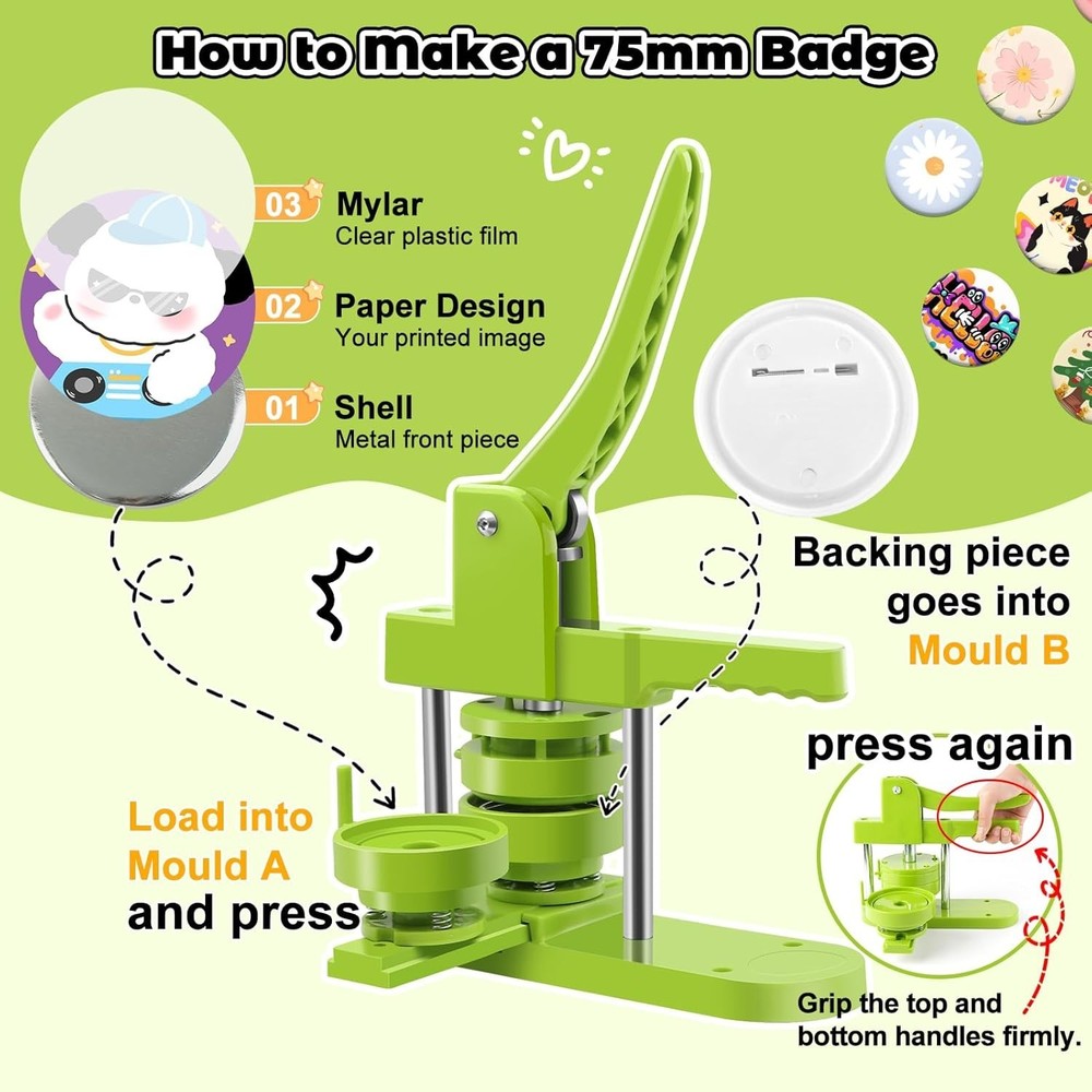 75mm Button Press Machine - Durable, User-Friendly & Perfect for DIY Projects!