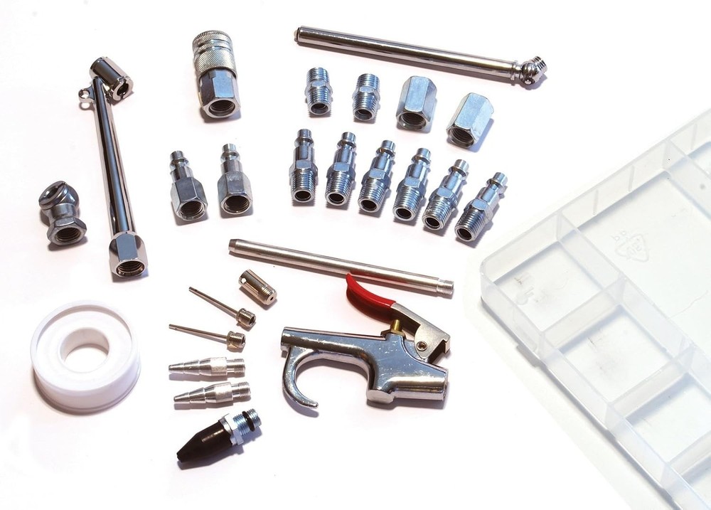 Complete Air Tool Set: 25 essentials in a Clear Storage Case for Easy Use