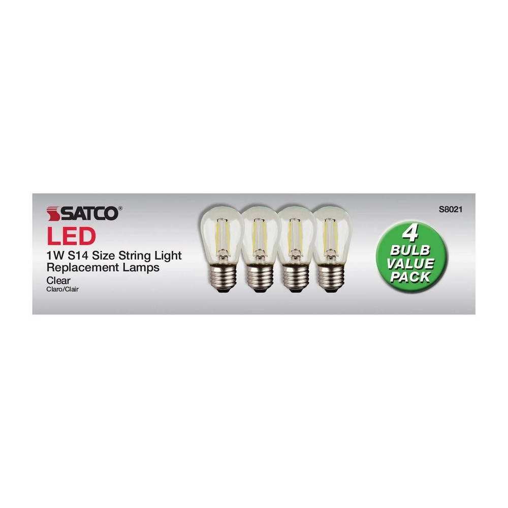 Satco S8021 - 1 Watt LED Replacement S14 Outdoor String Light Bulbs (4 Pack)