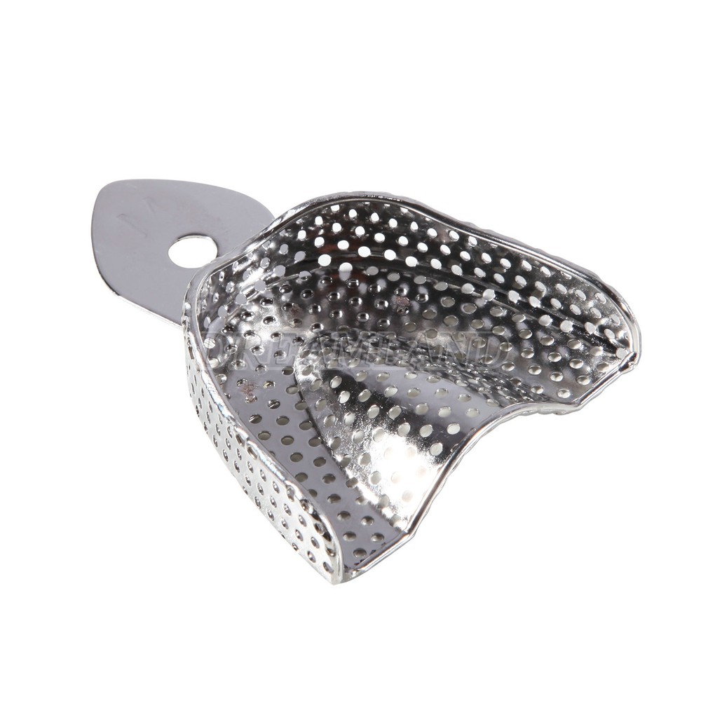 6 Metal Dental Impression Trays set Perforated Upper + Lower Denture Instruments