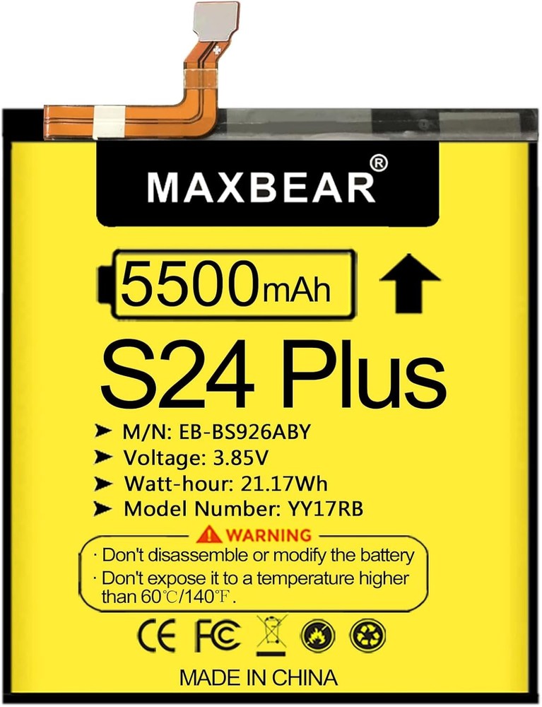 Galaxy S24 Plus Battery 2024 Upgraded 5500mAh 3.85V Li Polymer Replacement