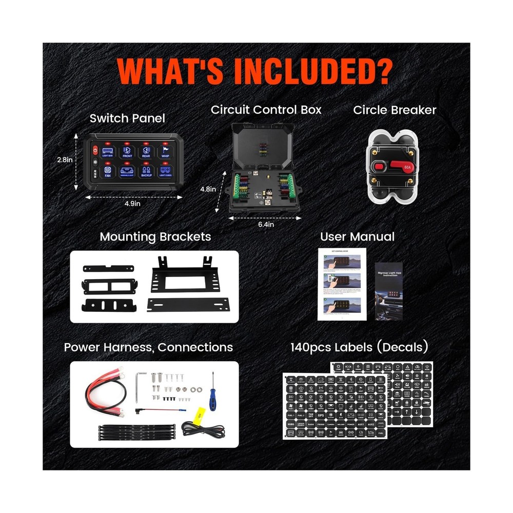 SUPAREE 8 Gang Bluetooth RGB Switch Panel,Toggle Momentary Flash Strobe Memor...