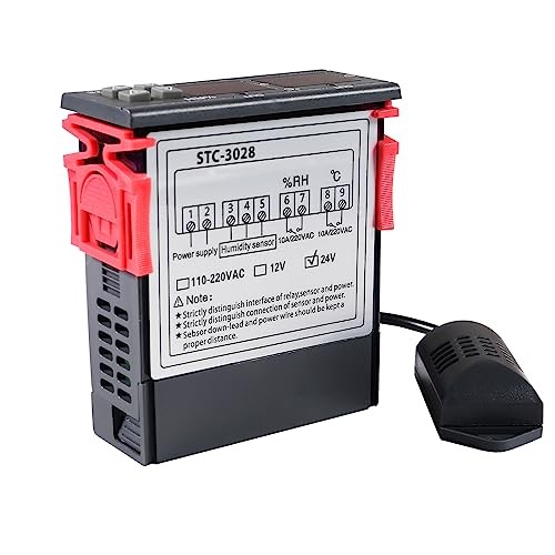 STC-3028 Temperature & Humidity Controller with Integrated Sensor, Dual 24V