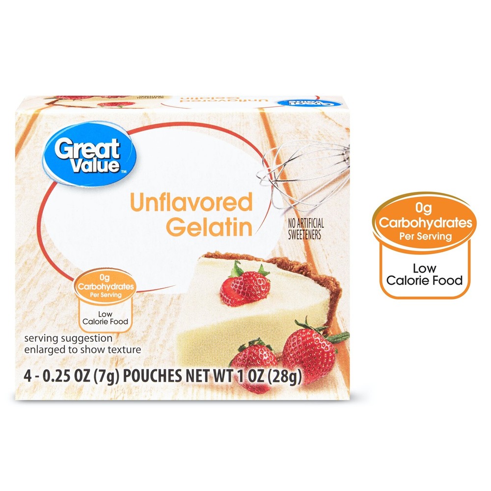 GREAT VALUE UNFLAVORED GELATIN 4 pouches