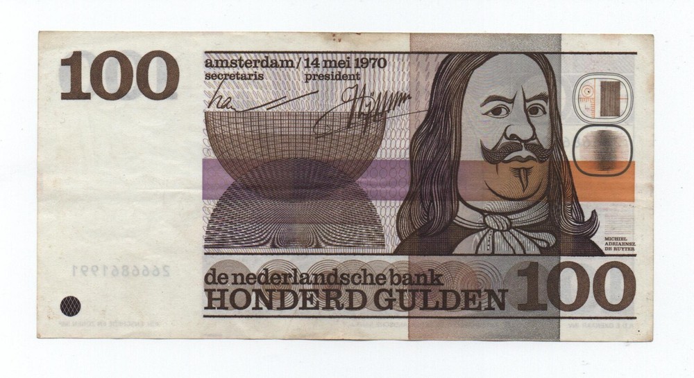 NETHERLANDS 100 GULDEN 1970 PICK 93 LOOK SCANS