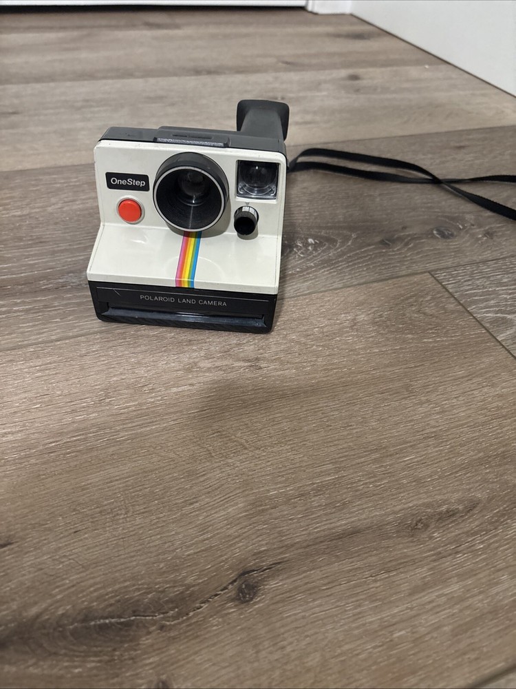 Polaroid White SX-70 One Step Rainbow Instant Camera w/Strap