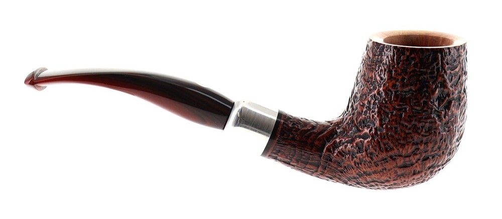 Pipe Il Ceppo GRUPPO 1 brown smooth shape billiard semicurved silver ring