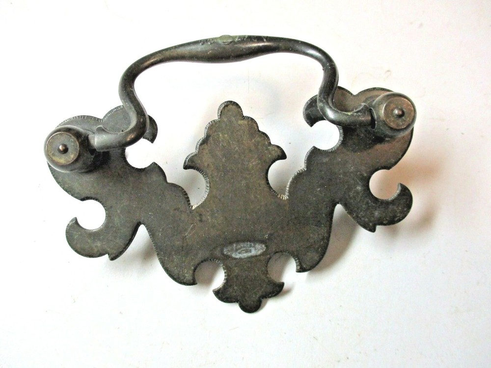 A277DC Bat Drop Bail Drawer Pull Handle Dark Aged Brass Steel 3" Centers Antique