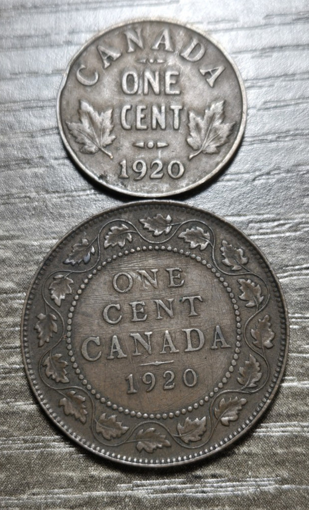 1920  CANADA LARGE CENT & SMALL CENT    PR205 *COMBINED SHIP