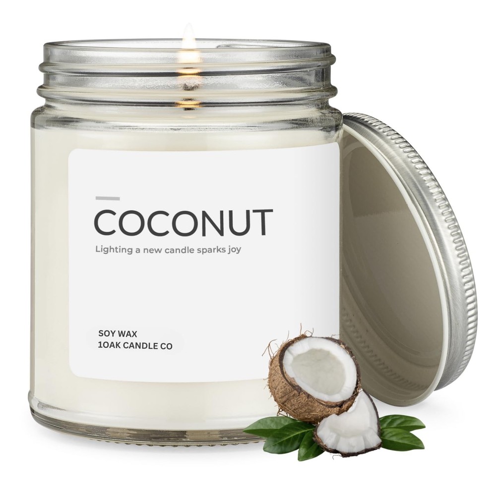 1OAK Coconut Candle - Soy Wax Scented Clear Jar (7oz), (7oz)