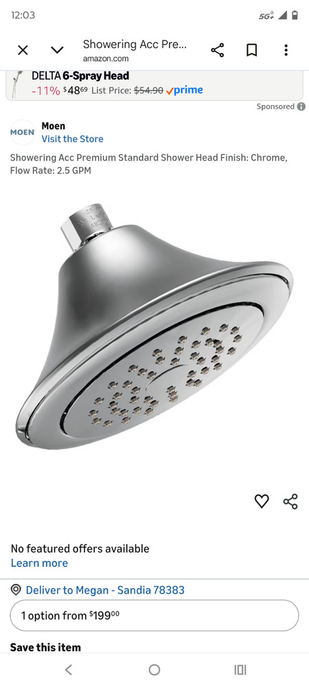 Moen S6335EP Chrome 6 1/2" Single Function Eco-Performance Shower Head