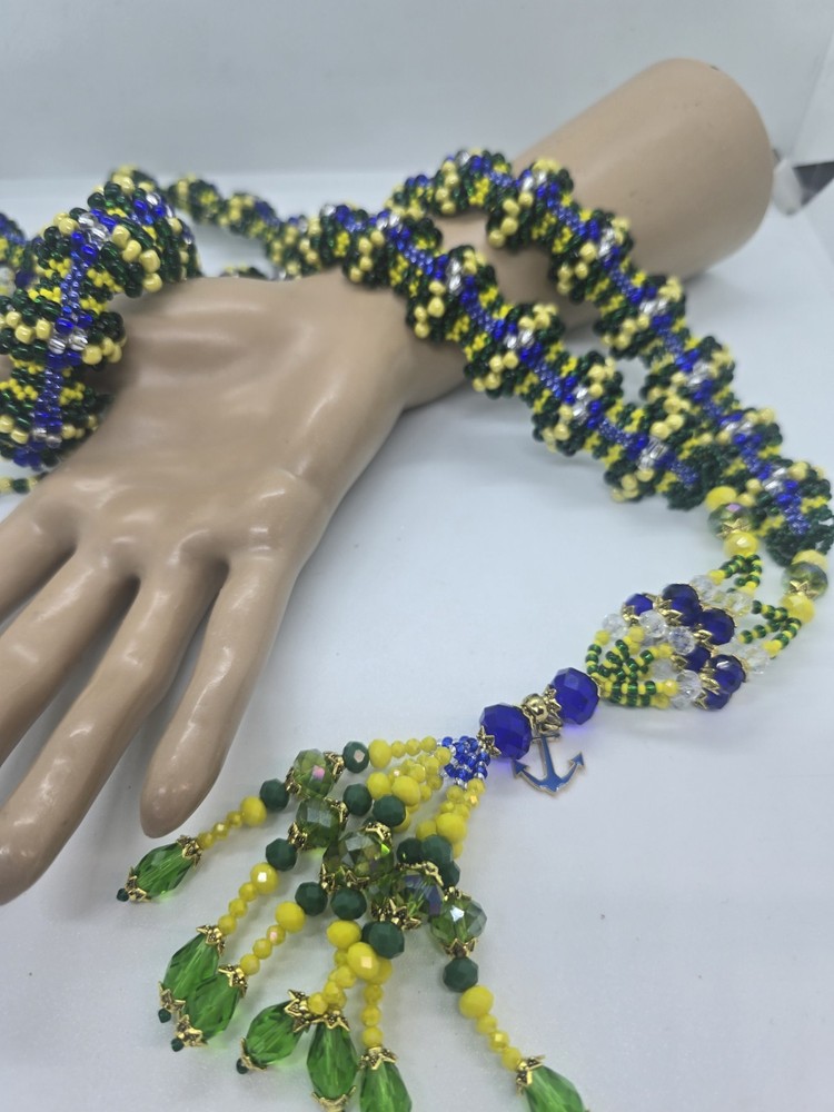 Set de collar e idde ORULA CON YEMAYA Deluxe Tejido
