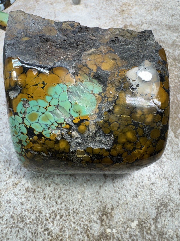 Hubei turquoise stabilized great multi color polychrome solid spiderweb nugget