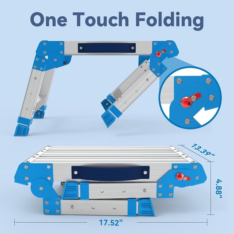 Adjustable Aluminum Work Platform Capacity Portable Foldable Step Ladder