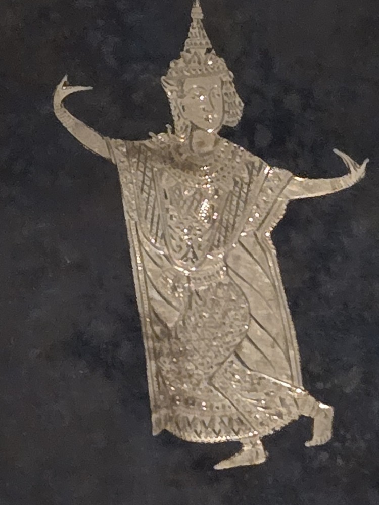 VTG Siam Thailand Solid Sterling Silver & Niello Dancer Etch Cigarette Case Box