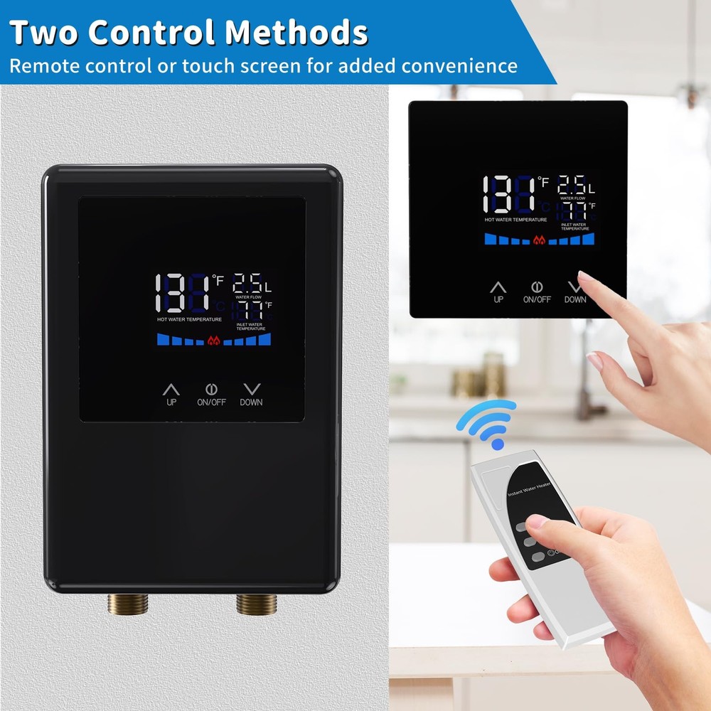 Tankless Water Heater Electric, 5500W 110V Instant Hot Water Heater with Remo...