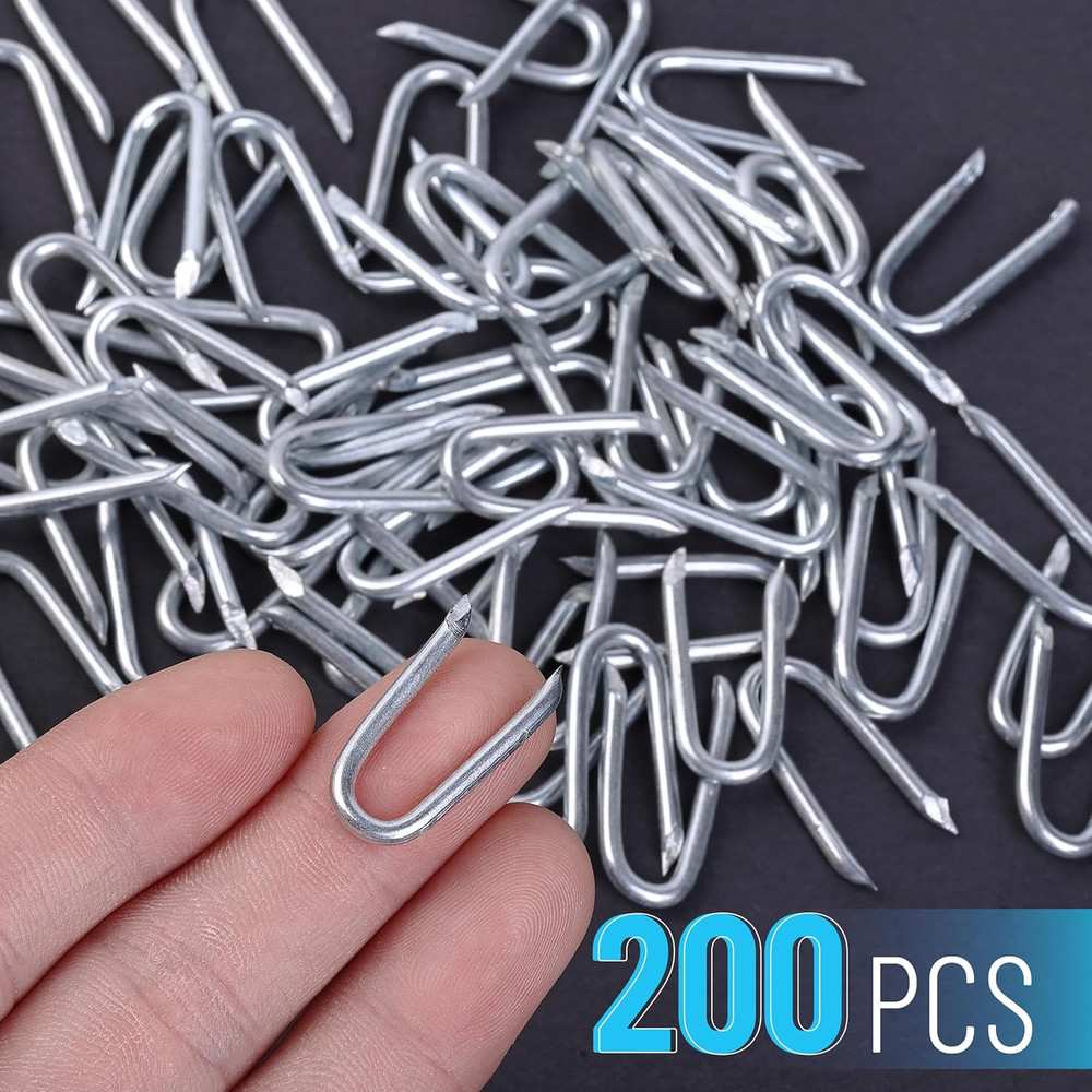 Fence Staples 200 pcs 1 Galvanized Steel Silver U Silver