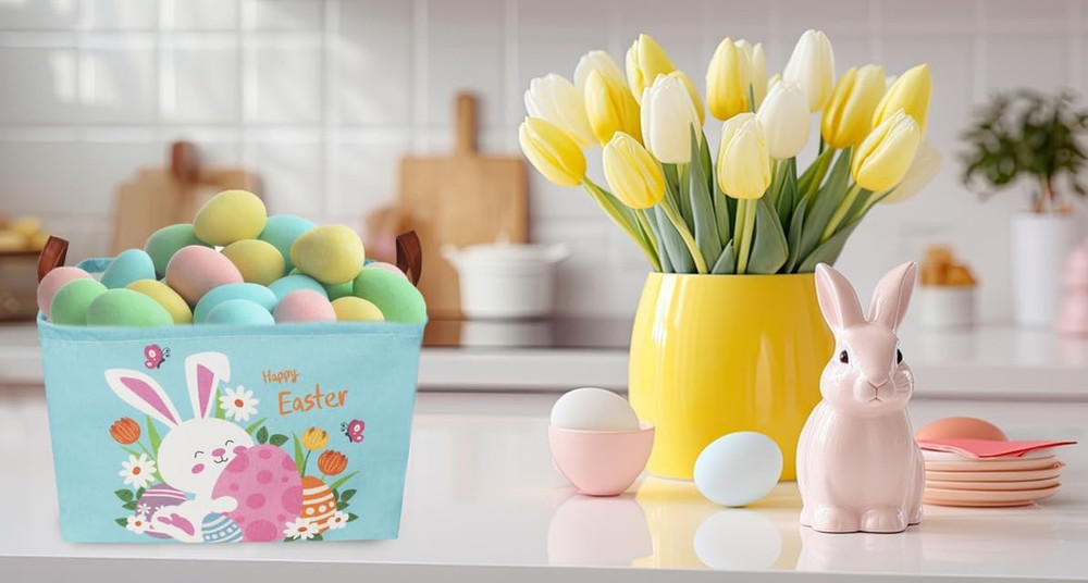 Rectangular Easter Baskets, Easket Basket for Kids.Bunny Easket Basket with Hand
