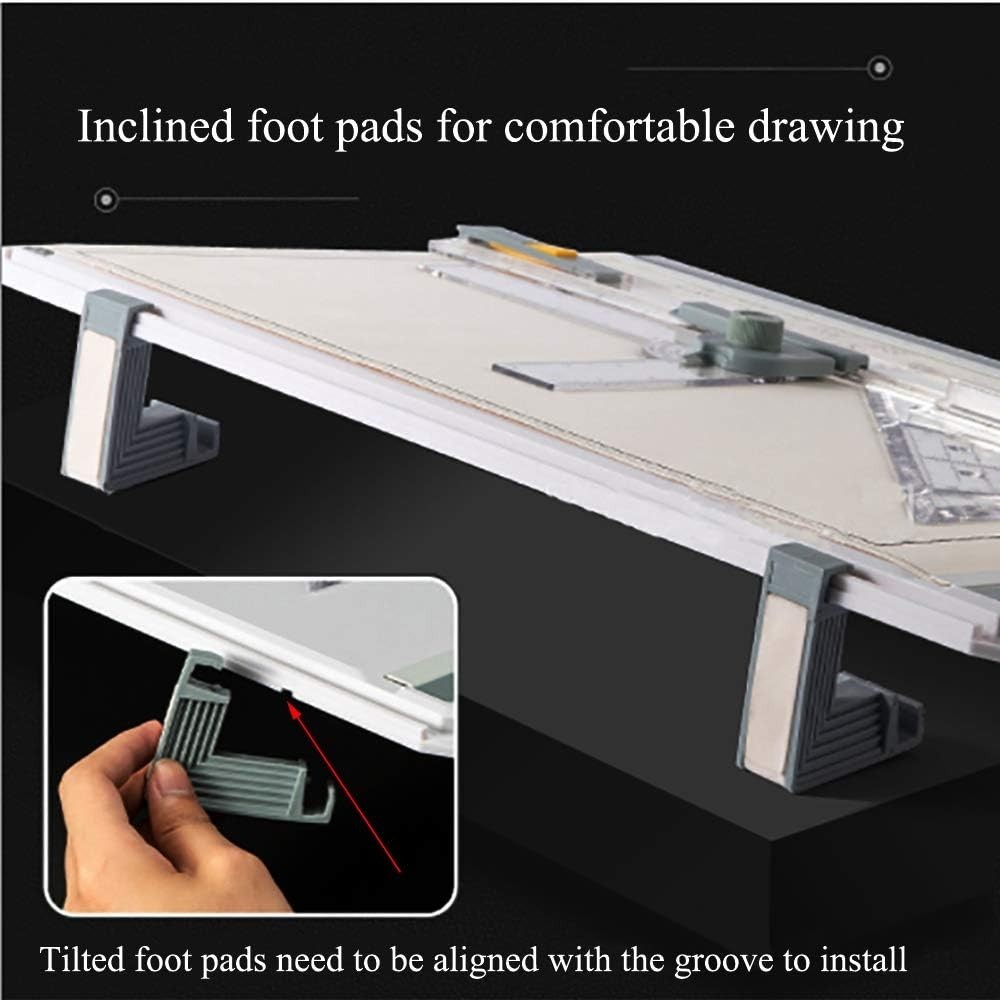 Complete Inch Scale Drafting Table with Protractor and Anti-Slip Support