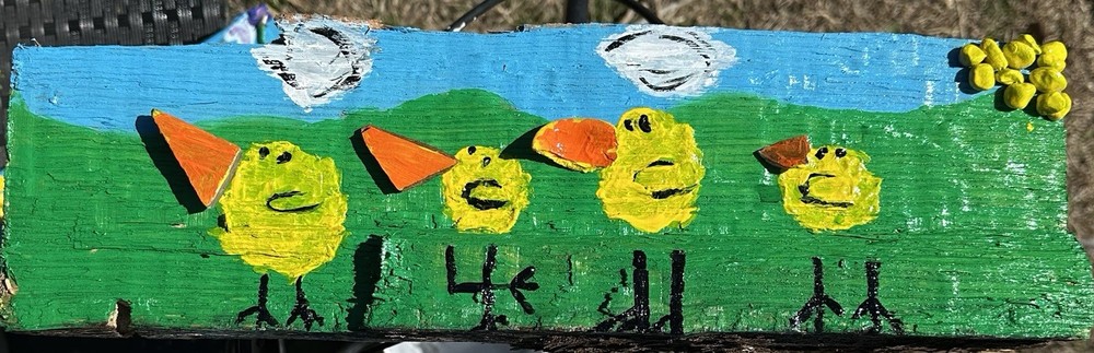 Custom Hand painted Log Scape Chicken Decor