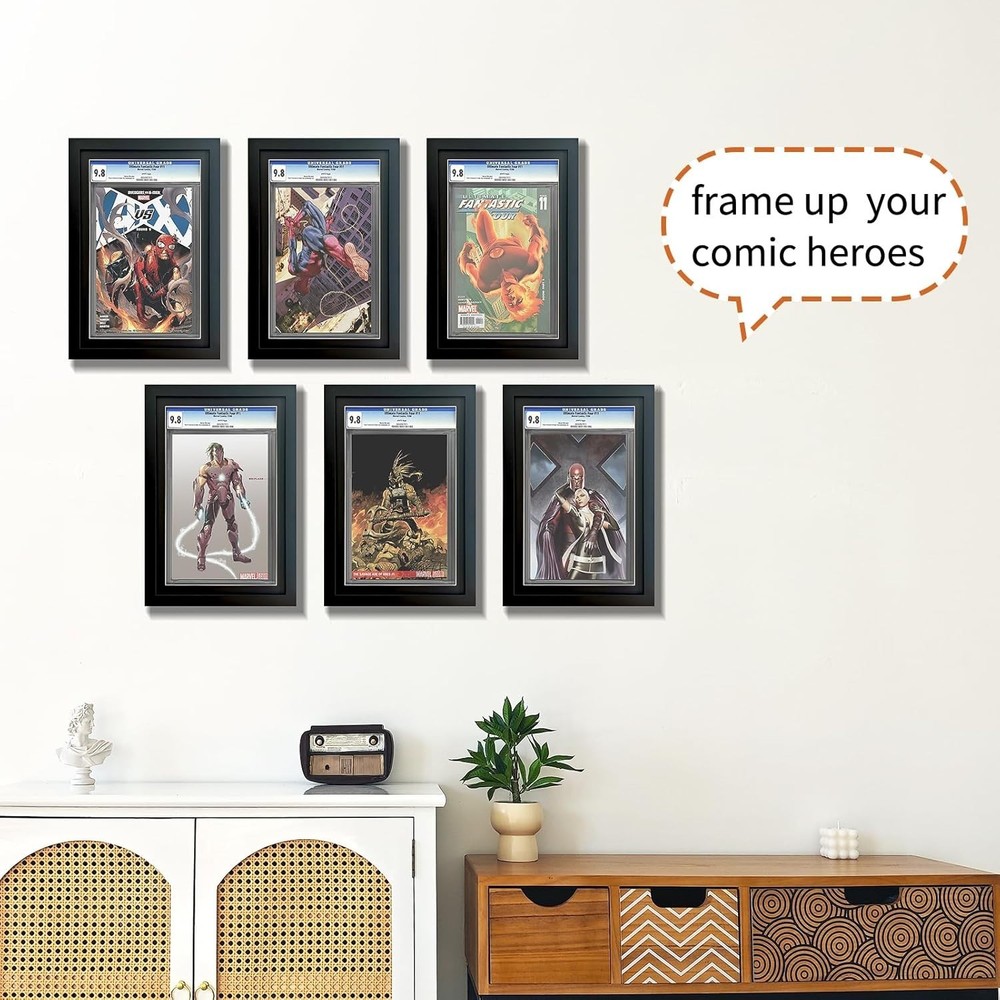 TRLRY New Single Graded Comic Book Frame Solid Wood Black Mat for CGC Comics